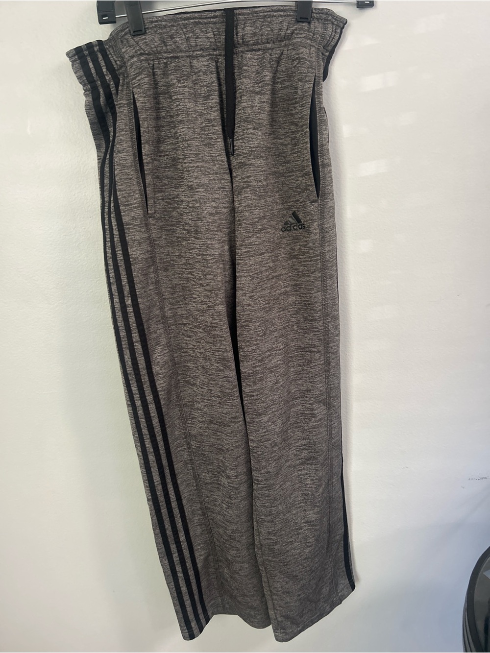 adidas Kids Gray Heather Joggers with Black Stripes